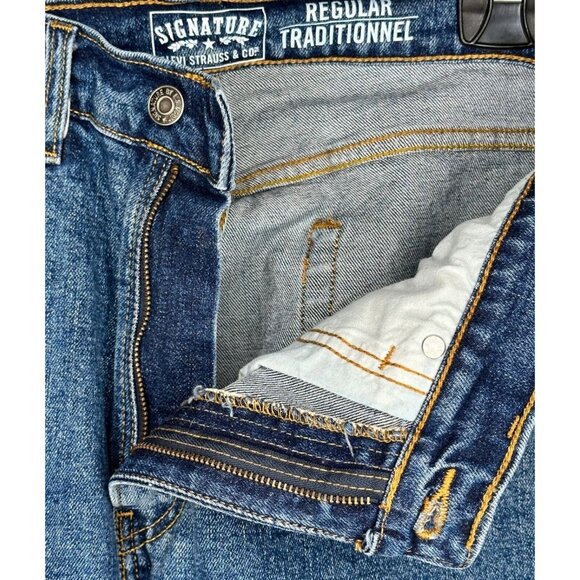 Levis Signature Mens Jeans Regular Fit Straight Cut Denim Blue Size 34x32 - Picture 5 of 8
